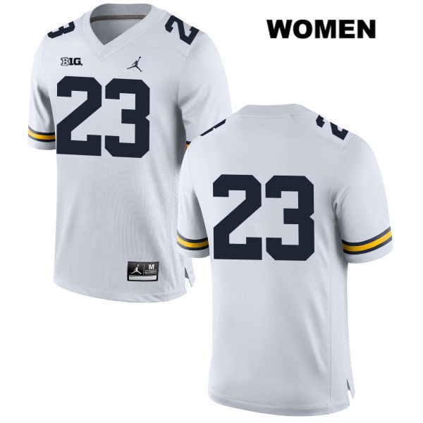 Women's NCAA Michigan Wolverines O'Maury Samuels #23 No Name White Jordan Brand Authentic Stitched Football College Jersey PJ25V22FN